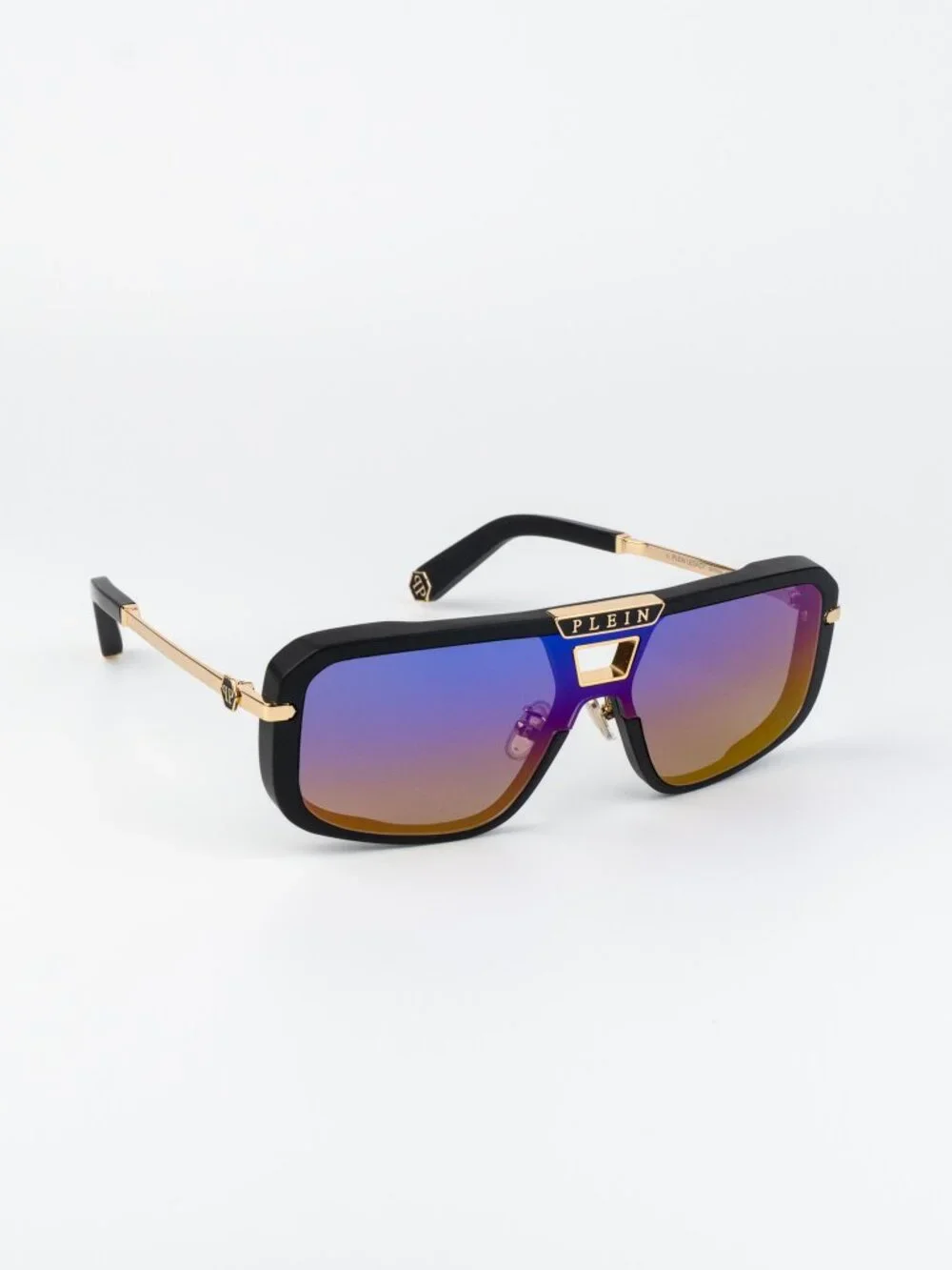 Philipp Plein Men Sunglasses Black Smoke Rainbow Mirror Pilot SPP008M 703V